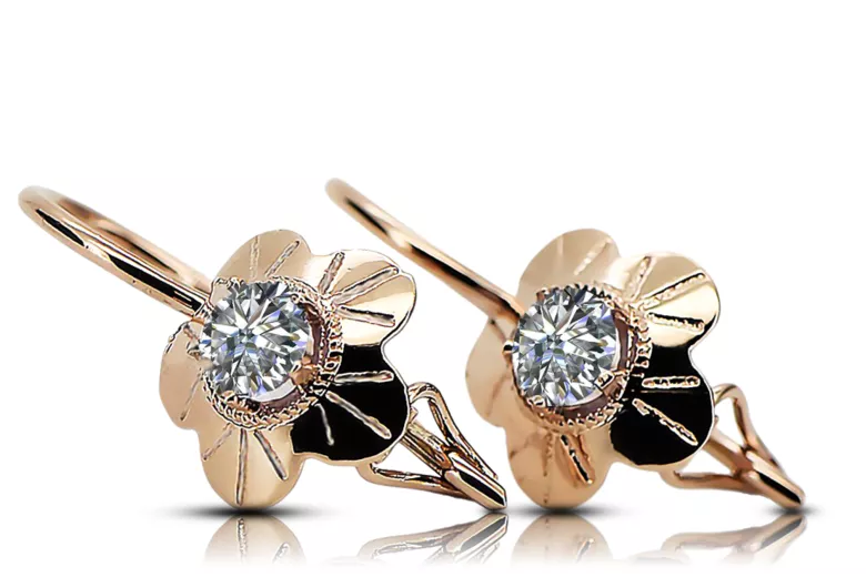 Auskarai Vintažiniai amatai Žirkoniai Originalus 14k rožinio aukso vintage vec028r